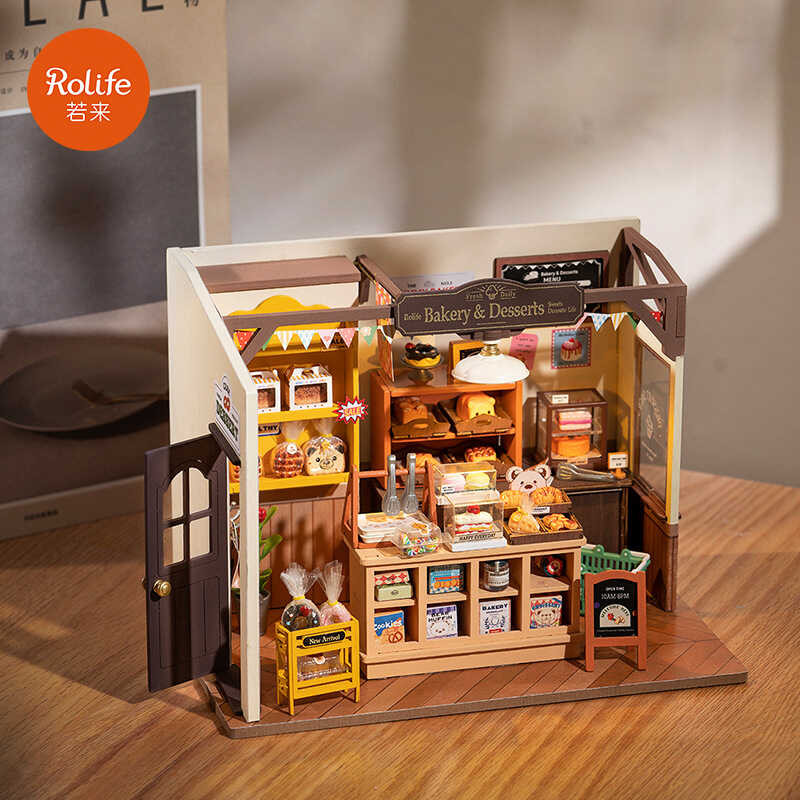 Ruolai y Hut Beca Bakery Hand-Assedmble Miniature House ของเล่นของขวัญวันเกิดที่สร้างสรรค์