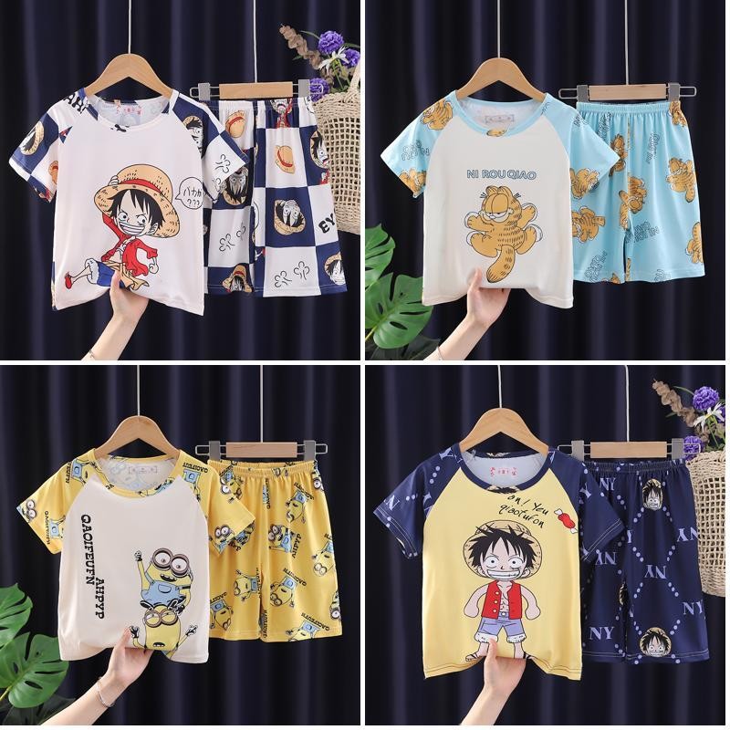 ชุดนอนสำหรับเด็กอายุ 4-5 ปี แขนสั้น คอร์กี้ .material feels comfortable.