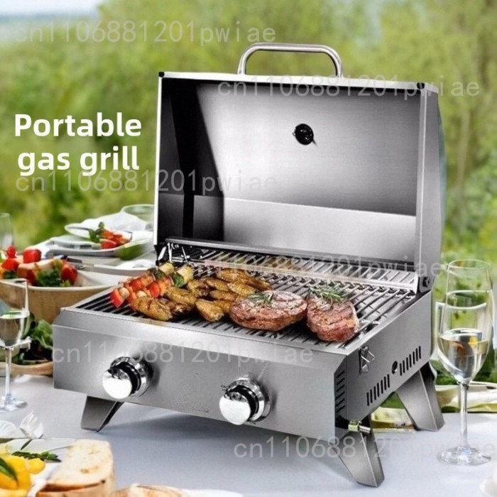 Outdoor portable camping grill, household gas cassette stove, outdoor windproof grill picnic stove