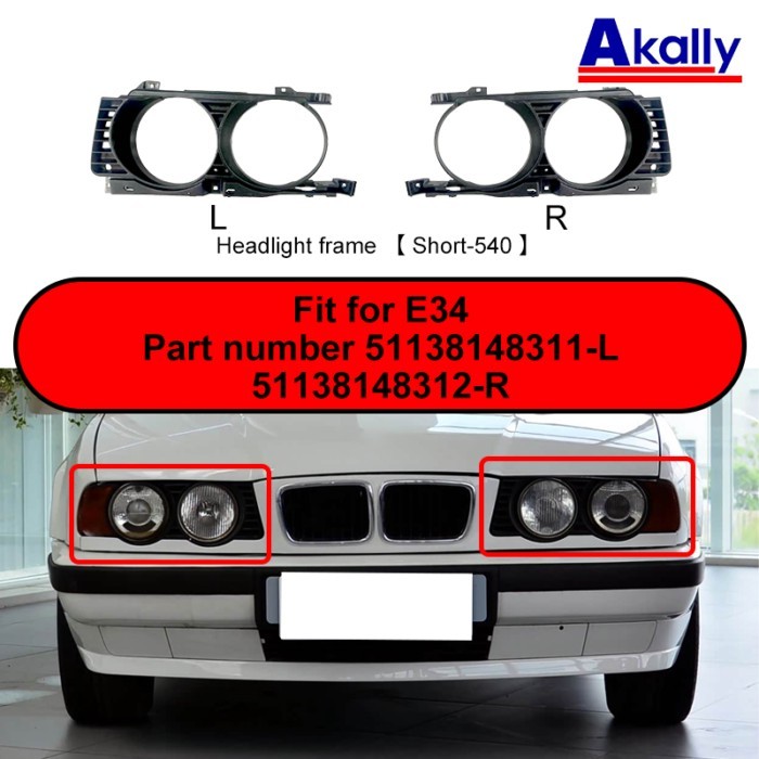 Auto Headlamp Exterior Frame Cover 51138148311 51138148312 For BMW E34 5-Series