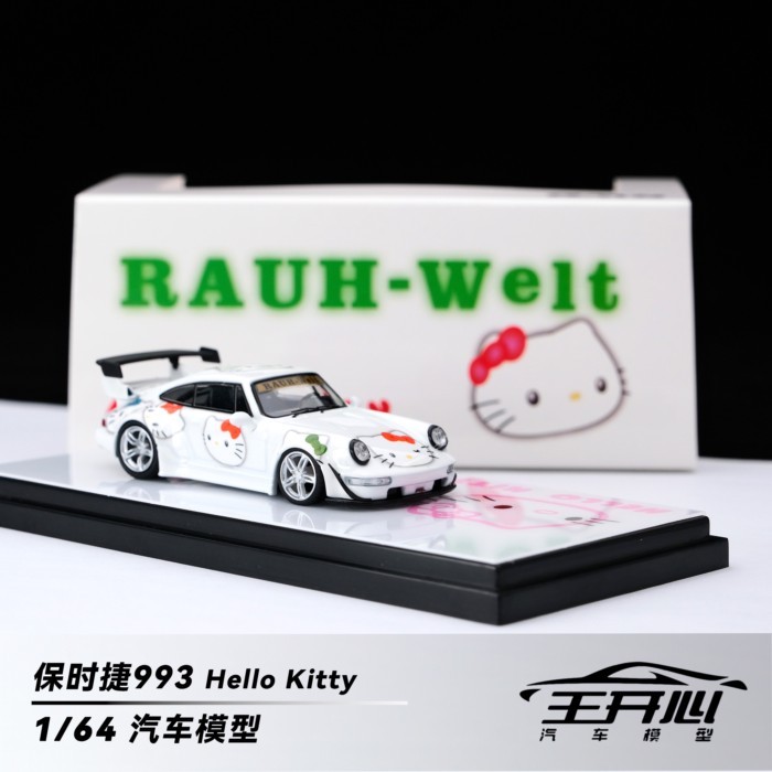 Porsche964 Porsche 993HelloKitty Luminous Edition 1: 64 Scale Car Model Collection