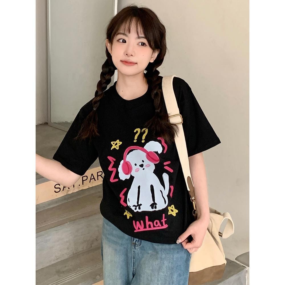 Papaya เสื้อยืด Oversize ลาย 'What Puppy' Cotton 100% ใส่สบาย WS1118 Clothing ผู้หญิง