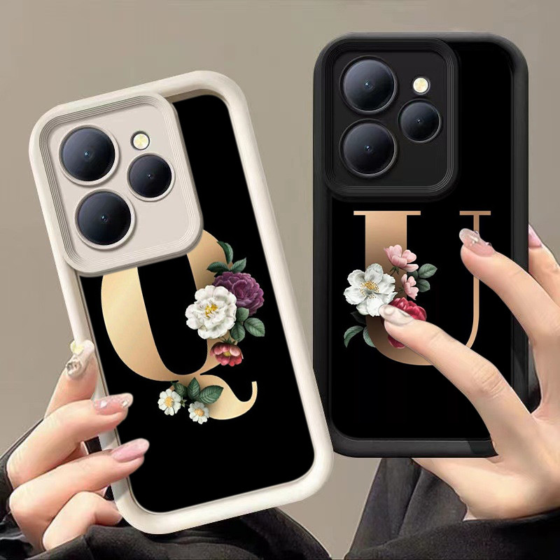 สำหรับ Infinix Hot 30 20 11 10 9 Play 30i เคสโทรศัพท์มือถือ ดวงตานางฟ้า กรณ RR26 Flower Letter Q R S