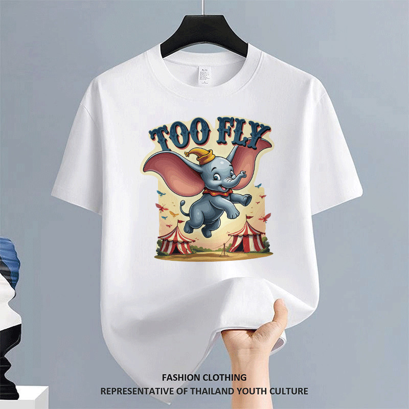 สตรีทแฟชั่น t-shirt OVERSIZE ผู้ชาย สีดําแขนสั้น ลายการ์ตูน FASHION COOL คอกลม CASUAL สีขาว-ดำ เสื้อยืดผู้ชาย