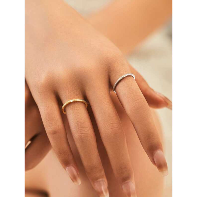 MODIAN MODIAN S เงินสเตอร์ลิงไม่สม่ําเสมอ Cross-Line Stripes Sense Design แหวนหญิงประณีตเพชร-Studded