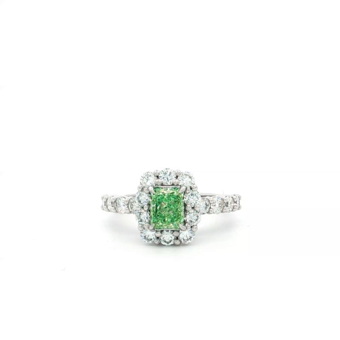 1.01 Carat Fancy Green SI Clarity Diamond Ring