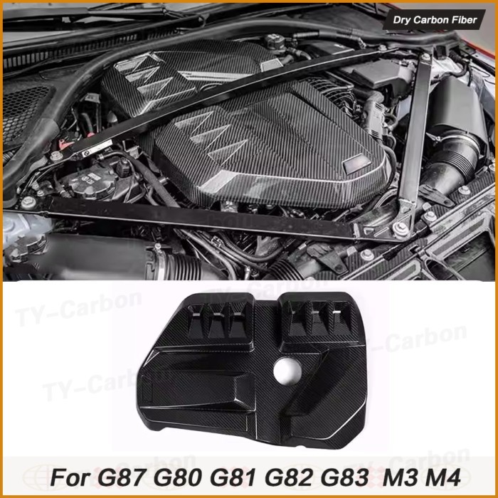 Engine Hood Bonnet Cover Caps Dry Carbon Inner Engine Hood Cover Trim Fit For BMW M2 G87 G80 M3 G82