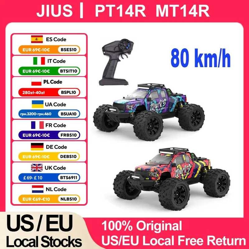 JIUSI PT14R MT14R 1/14 4WD 80 กม./ชม.Brushless 2.4G รีโมทคอนโทรลรถแข่งความเร็วสูง Off-road RC รถบรรท