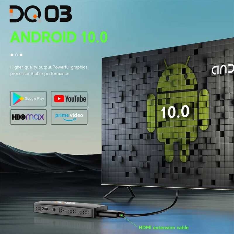 ▥ Dq03 Mini TV Stick 10 Quadcore ARM Cortex A53 2G16g รองรับ 4K @ 60Fps Hdr10 + 2.4G และ 5.8G D