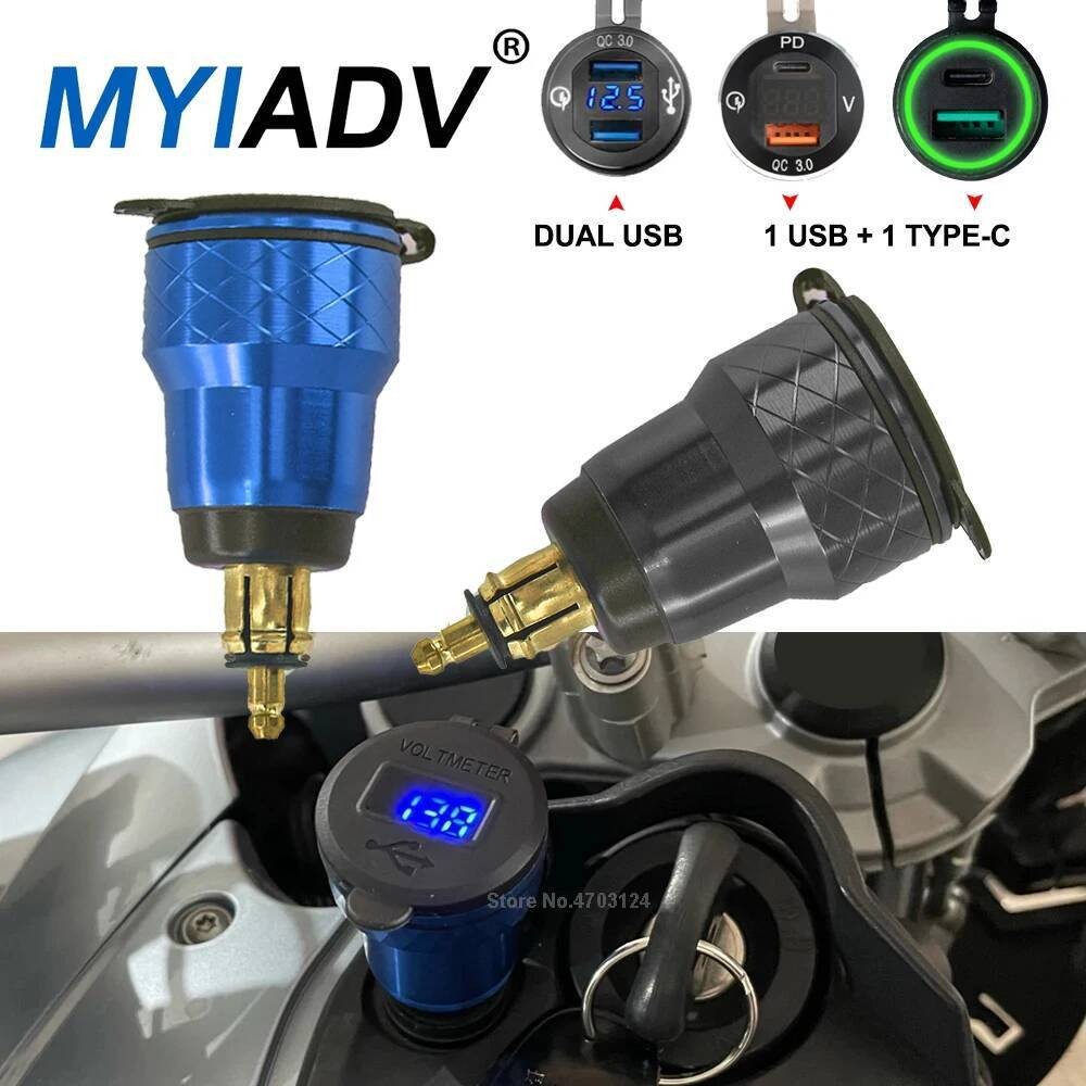 สําหรับ BMW F900XR R1250GS R1200GS R1200RT R1300GS ADV R12 QC3.0 Dual USB รถจักรยานยนต์ Charger ปลั๊กซ็อกเก็ตไฟแช็กอะแดปเตอร์