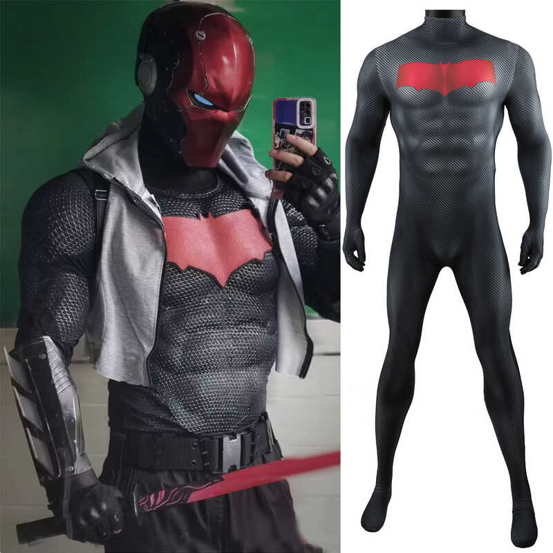 บอดี้สูท.Cosplay.DC.Red.Hood.แบบสวมเต็มตัว.สไตล์ฮาร์ดแวร์.เหมาะสมกับHALLOWEENหรือชุดคอสเพลย์