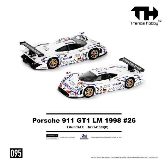 Ready Stock Ready Stock Trends Hobby 1: 64 #095 โมเดลรถ Porsche GT1 LM 1988