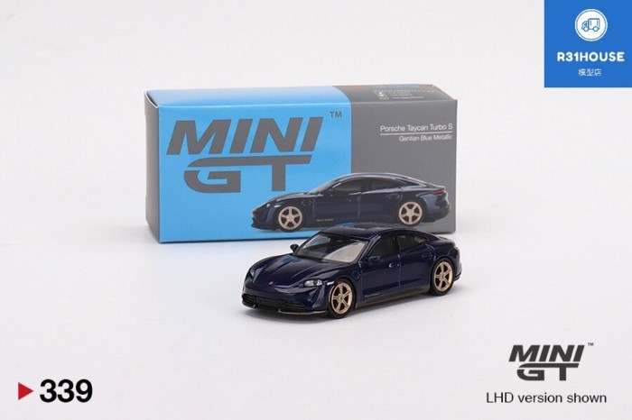 现货MINIGT339 1/64 Porsche Taycan Turbo S Gentian Blue 合金车