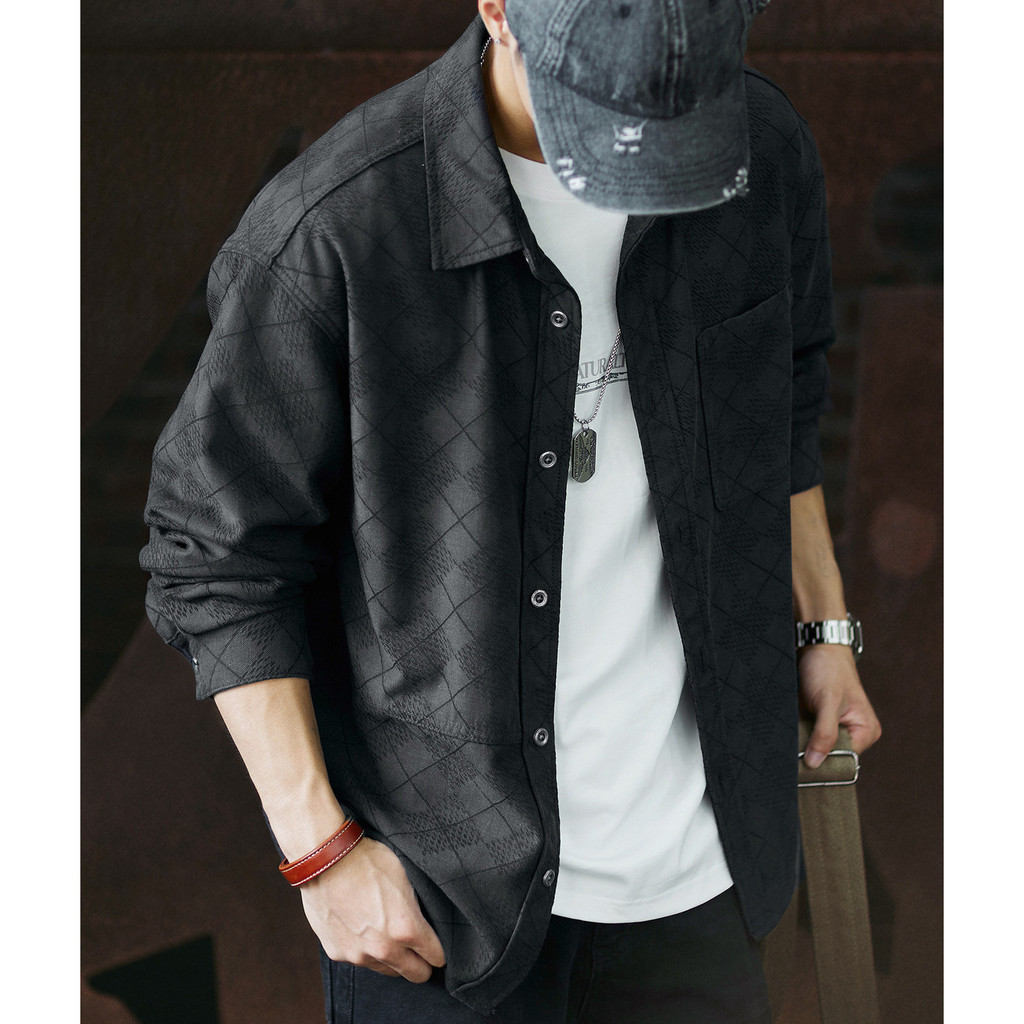 Richell เสื้อเชิ้ต Lyocell แขนยาวสำหรับผู้ชาย ดีไซน์ลายสก๊อตย้อนยุค ต้านเชื้อแบคทีเรีย