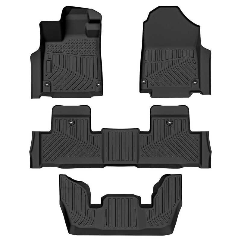 พรมปูพื้นรถยนต์ + 3rd Row TPE Floor Liners สําหรับ 2022-2024 Acura MDX ทุกสภาพอากาศ