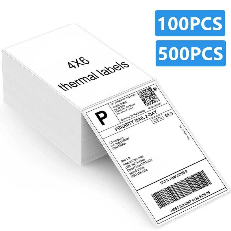 4X6 กระดาษ 100/500PCS สติกเกอร์กาวป้ายการจัดส่งสําหรับเดสก์ท็อปเครื่องพิมพ์ความร้อน DHL UPS Express 