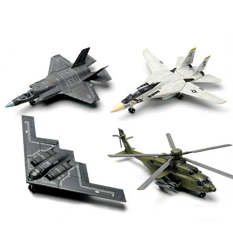 4 สไตล์ 1:72 Scale เครื่องบินพลาสติกชุด, F-14 Tomcat F-22 Raptor B-2 Stealth Bomber