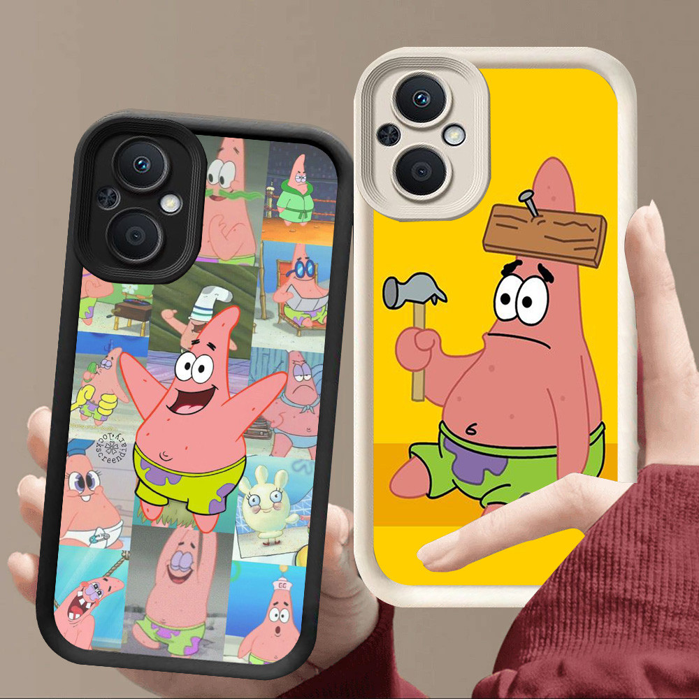 R14 SpongeBob Patrick Casing สําหรับ OPPO Reno 8Z 7 7Z 8 Lite 5G สีดําและสีขาว