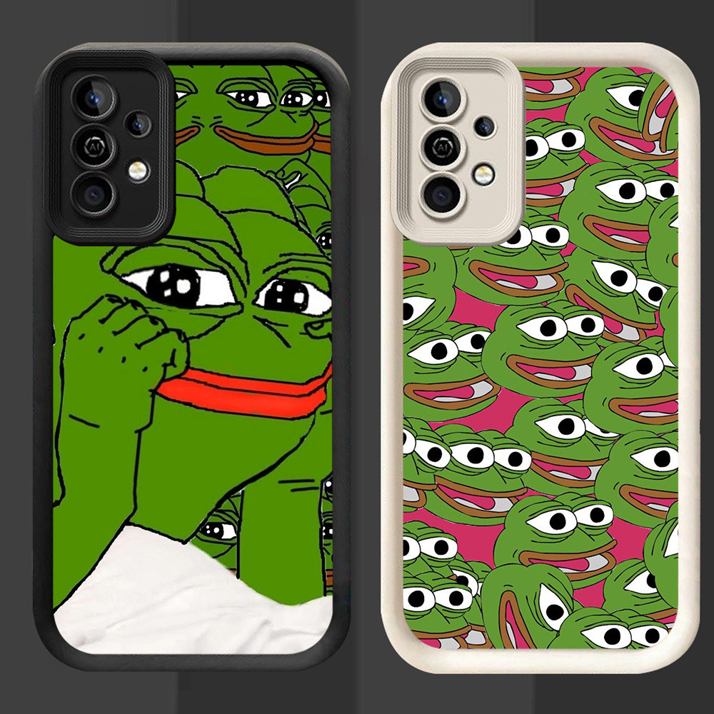R91 Frog meme pepely Casing สําหรับ Samsung A55 M15 S24 S21 FE S25 Ultra 5G สีดําและสีขาว
