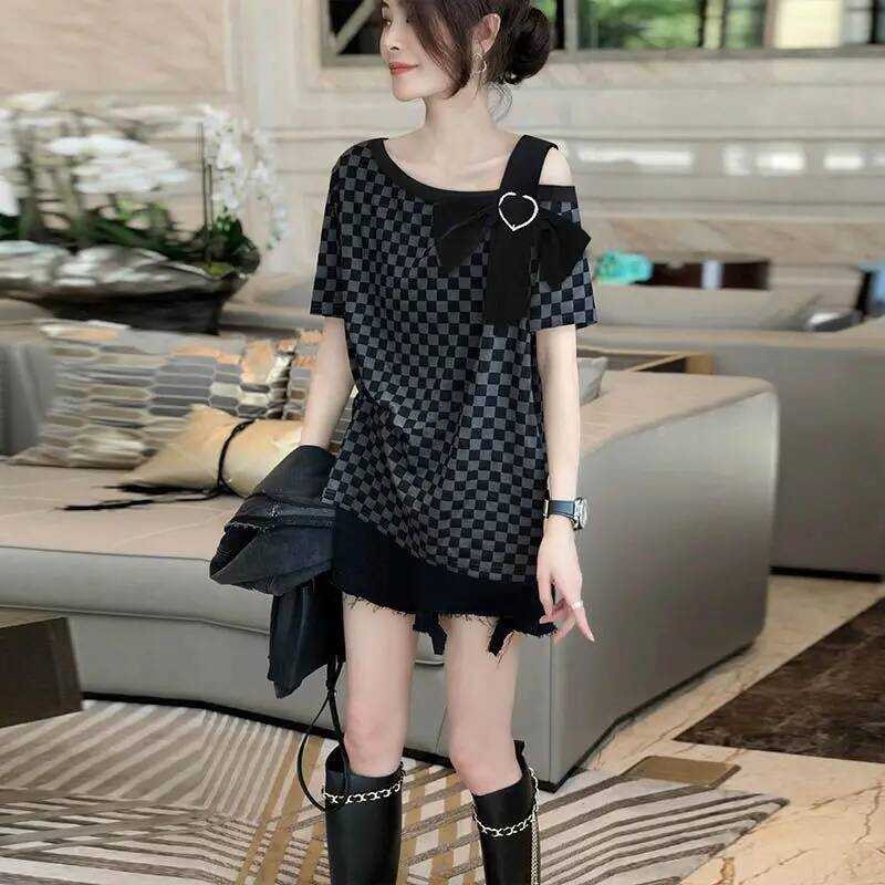 ▥ Summer Outfit Clearance Baggy Off Shoulder Tops Woman 90S Vintage Trending Clothing Elegant P