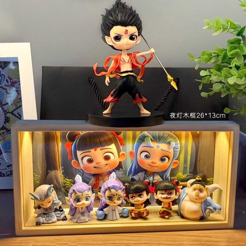 [จัดส่ง] Nezha Ao Bing Figure-Made Night Light ส่งของขวัญวันเกิดเด็กผู้หญิงตุ๊กตาตกแต่ง