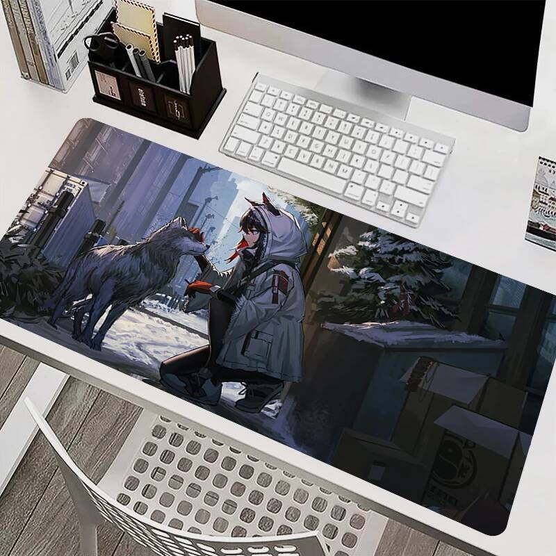 Arknights Texas 900x400 แผ่นรองเมาส์ Office PC อะนิเมะสาวอุปกรณ์เสริมสําหรับเล่นเกมคีย์บอร์ด Mousepa