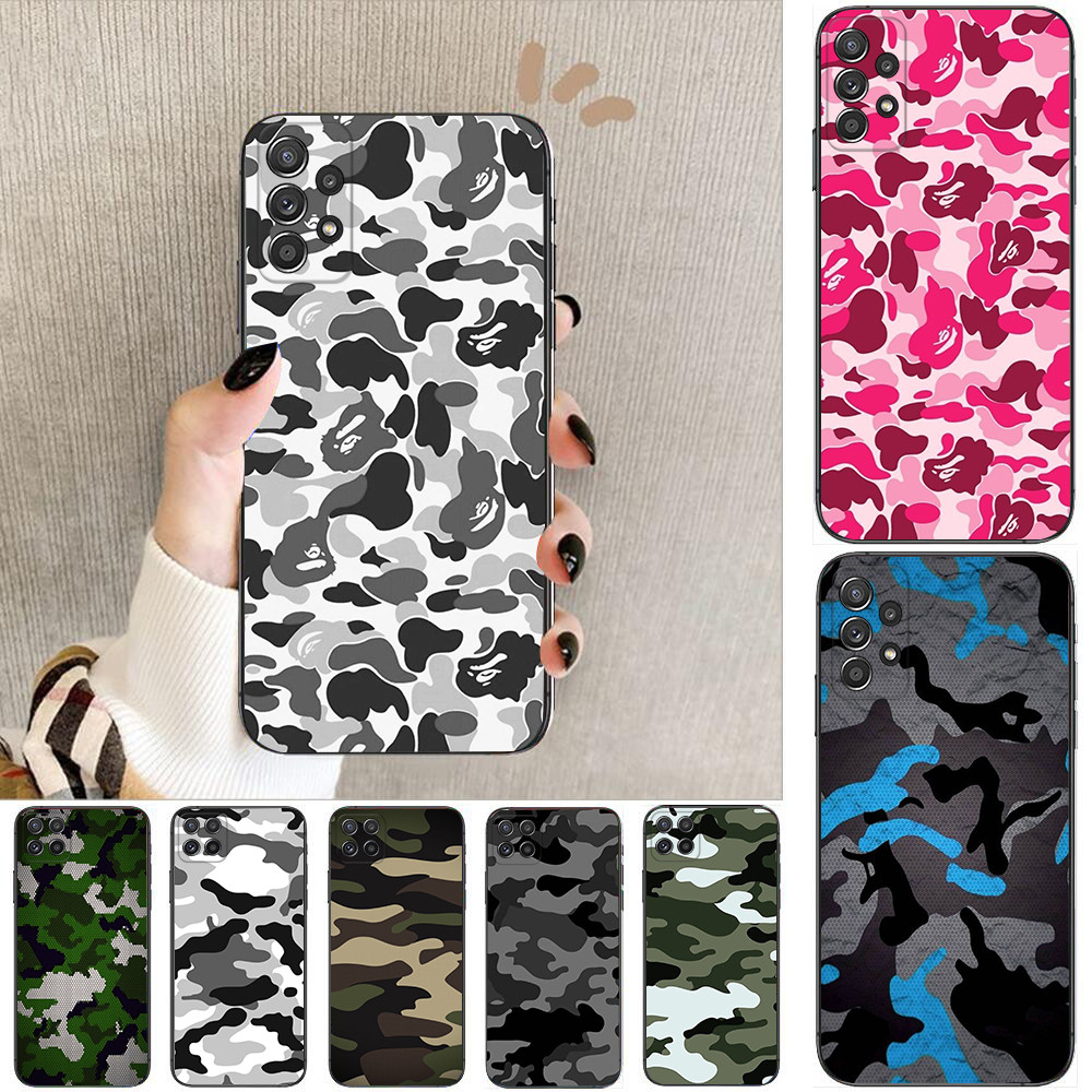 Samsung A01 EU A02 M02 F56 A03S A04 s A5 2017 A6 A7 A8 A9 Plus 2018 Z7 Camouflageเคสโทรศัพท์สีดํานุ่
