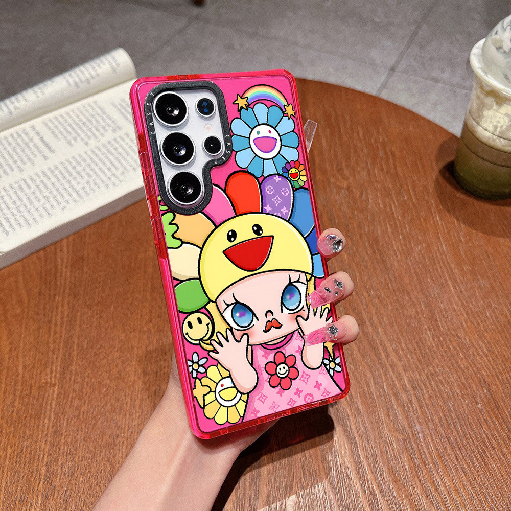 สีดอกทานตะวันน่ารักการ์ตูนสําหรับ Galaxy S23FE S24FE S23ULTRA S24ULTRA S25ULTRA ฝาครอบ A54 A55 A56 S24 S25 S23Plus สีซิลิโคนนุ่มกันชนกันกระแทกปลอก