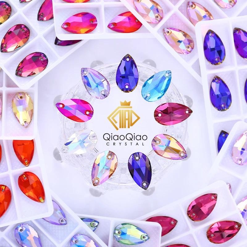 QIAO อัญมณีคุณภาพสูงสำหรับงานDIY: AB สีวางเย็บบน Rhinestone หินแก้วคริสตัล