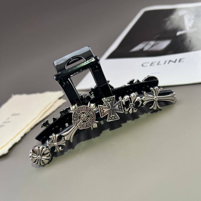 Chrome Hearts Gothic Aesthetic Shark Clip Iris Cross Clip Back Of The Head Punk สไตล์แฟชั่นบุคลิกภาพ Hair Clamp Wom