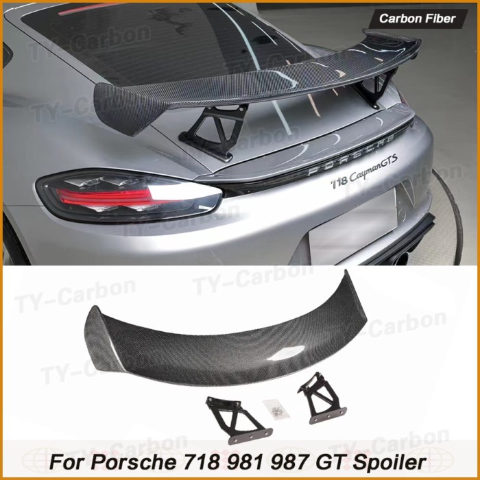 Real Carbon Fiber Rear Trunk Spoiler Wing For Porsche Boxster Cayman 718 981 987 GT-4 Rear Trunk Sp