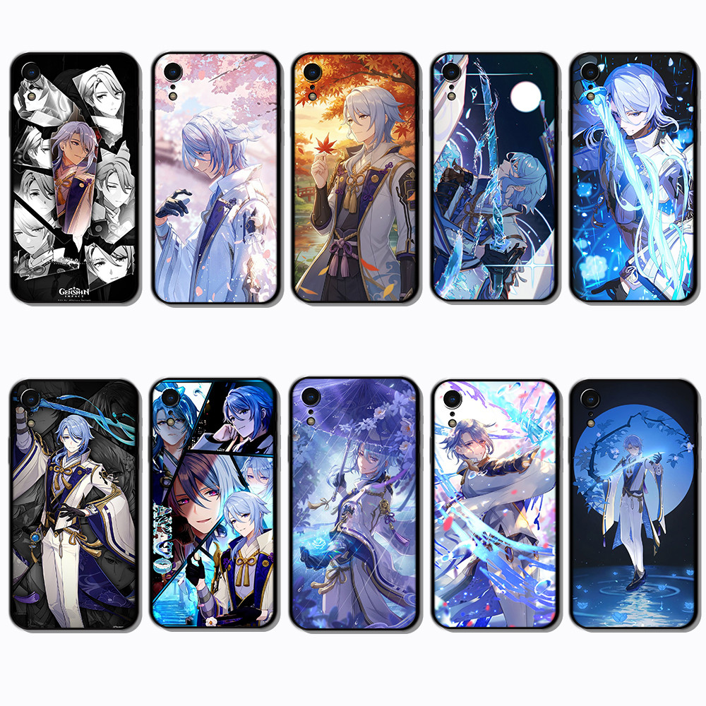 เคสโทรศัพท์สีดําแบบนุ่มสําหรับ iPhone XR Kamizato Ayato Cover