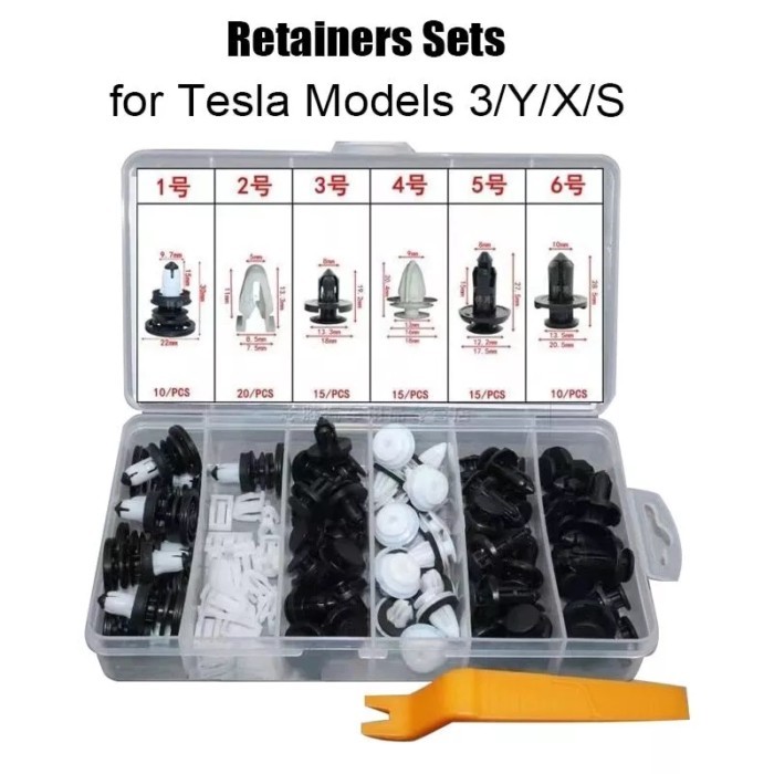 85Pcs Car Engine Hood Plastic Rivet Clips Retainers Fasteners Sets for Tesla Model 3 Y S X Door Pan
