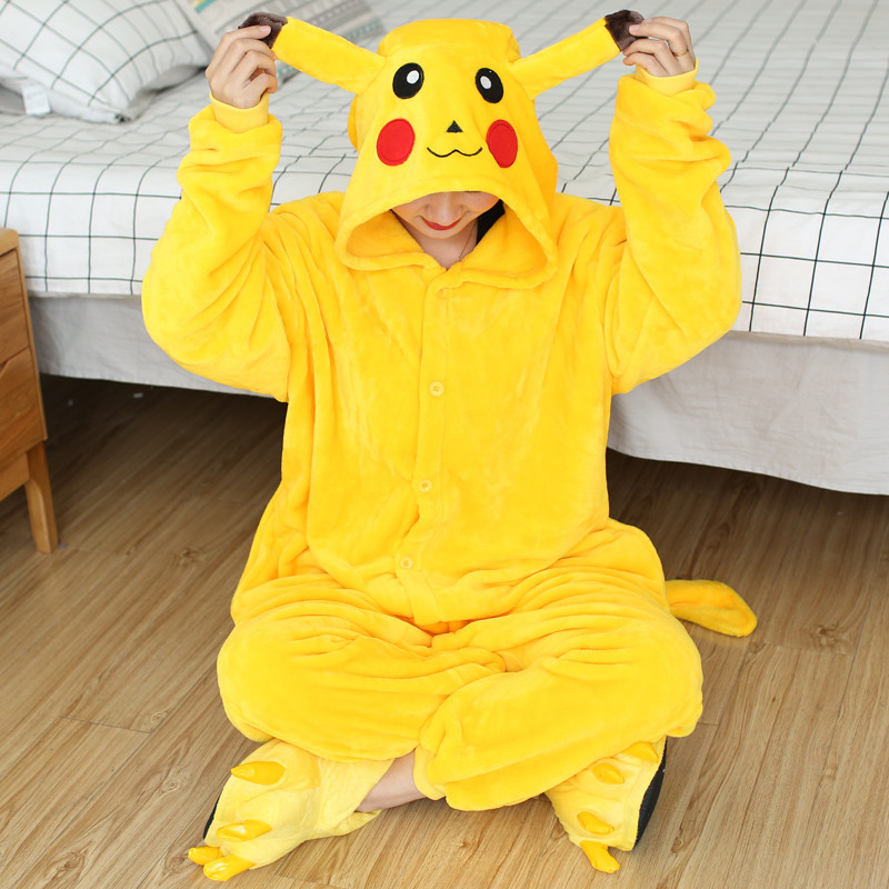 Kigurumi Pikachu Stitch Onesie ชุดนอนสไตล์Anime สำหรับคอสเพลย์ ฮัลโลวีนและคริสต์มาส
