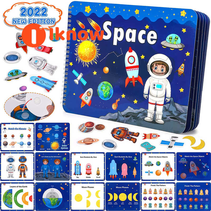 C Montessori Busy Book For Toddlers Preschool Learning Activities Space Theme Quiet Book For 1 2 3