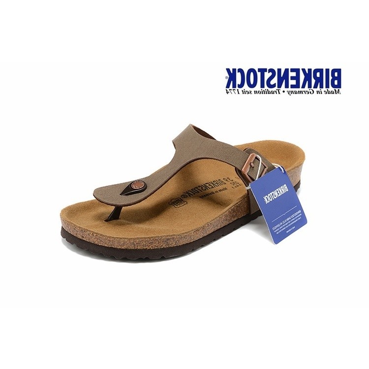 คุณภาพสูง Originalbirkenstock Flip-Flops Coffee-Colored Oil Wax 34-43