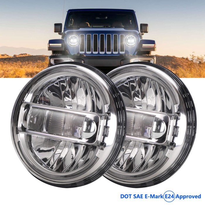 DOT E-mark E24  For Lada Niva 4x4 1995-21 7 Inch LED Headlights With Halo DRL For Jeep Wrangler TJ,