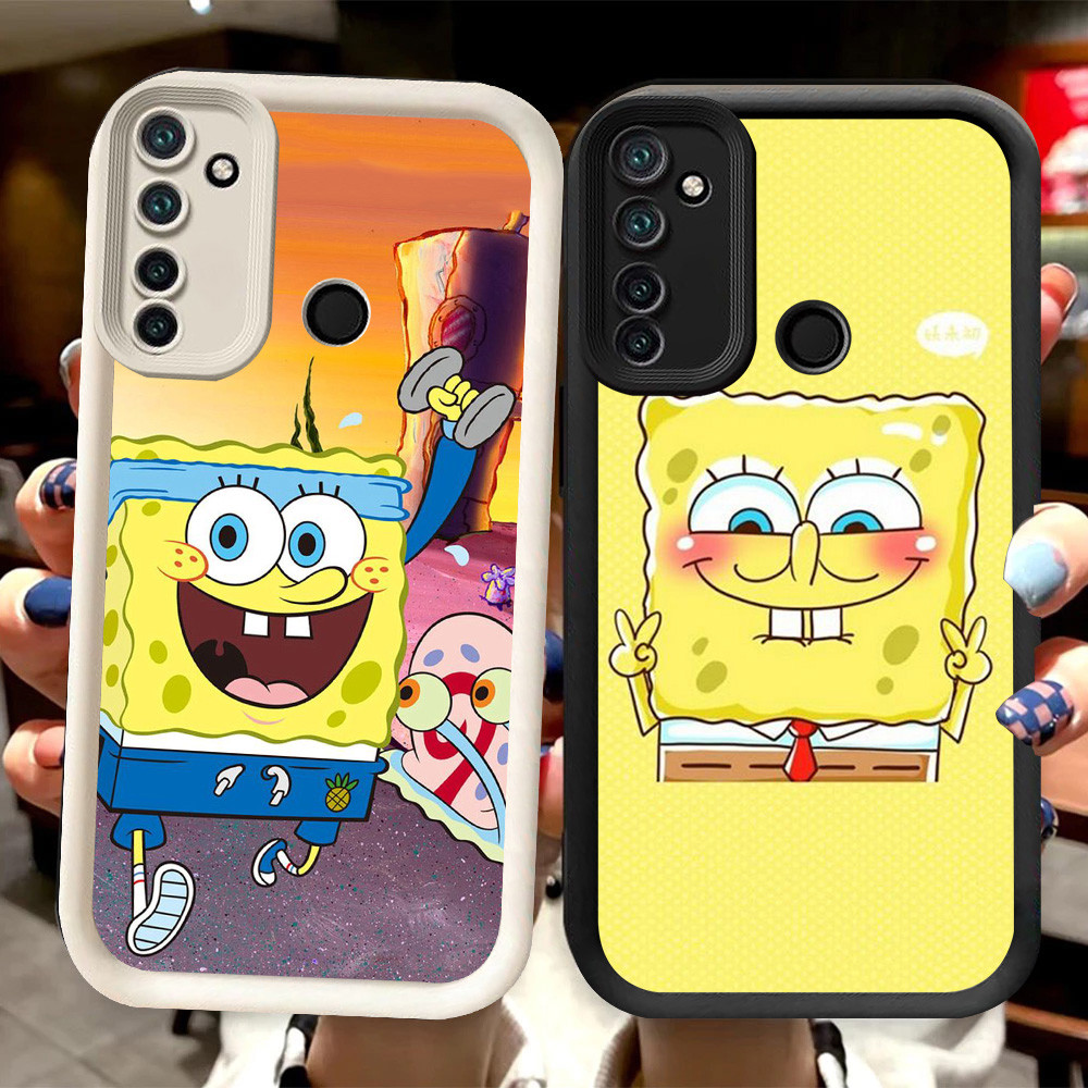 R64 SpongeBob Casing สําหรับ Realme 5i Narzo 10A 20A 5 6i 10 5s สีดําและสีขาว