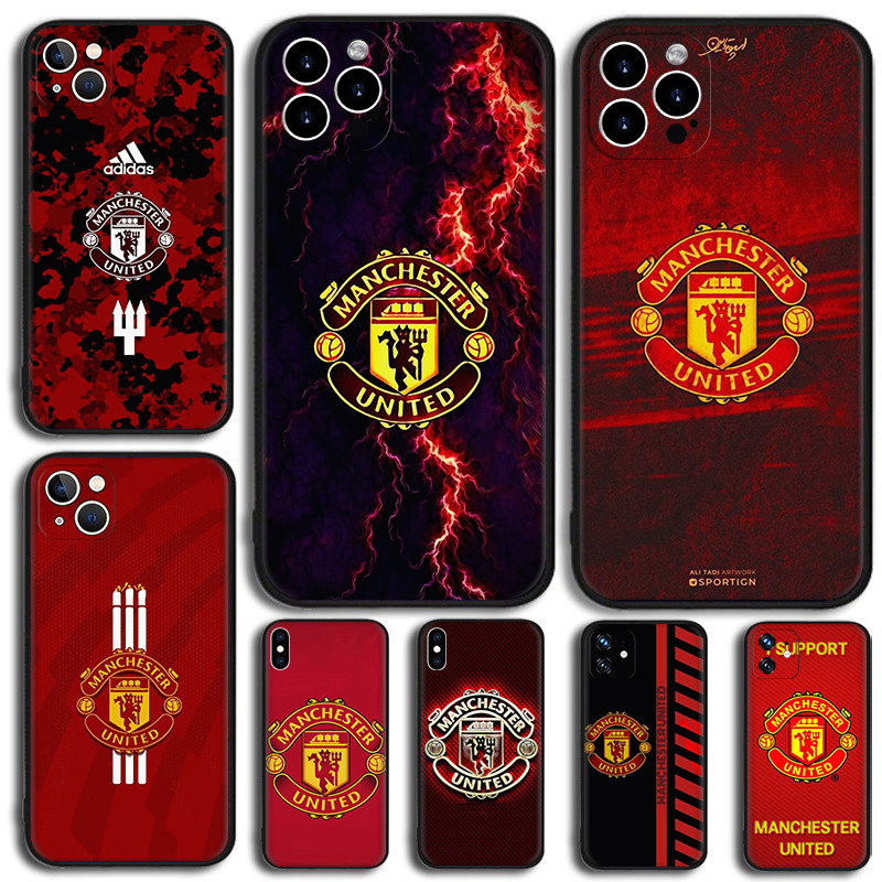 Manchester United [U8] สําหรับ iPhone XR XS Max 11 Pro Max TPU เคสป้องกันสีดําแบบนุ่ม
