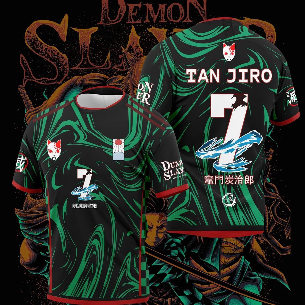 ใหม่ Anime Demon Slayer Jersey Tanjirou Maillot Casual และ Breathable Jersey สําหรับผู้ใหญ่และเด็กฤด