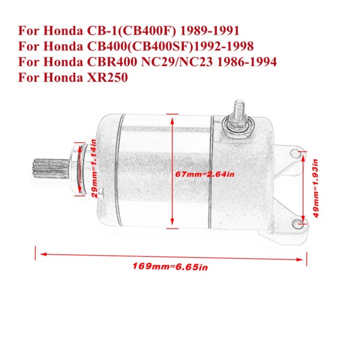 Motorcycle Starter Motor Engine parts for Honda XR250 XR 250 CB400F CB400SF CB 400 SF CB-1 CB400 CB