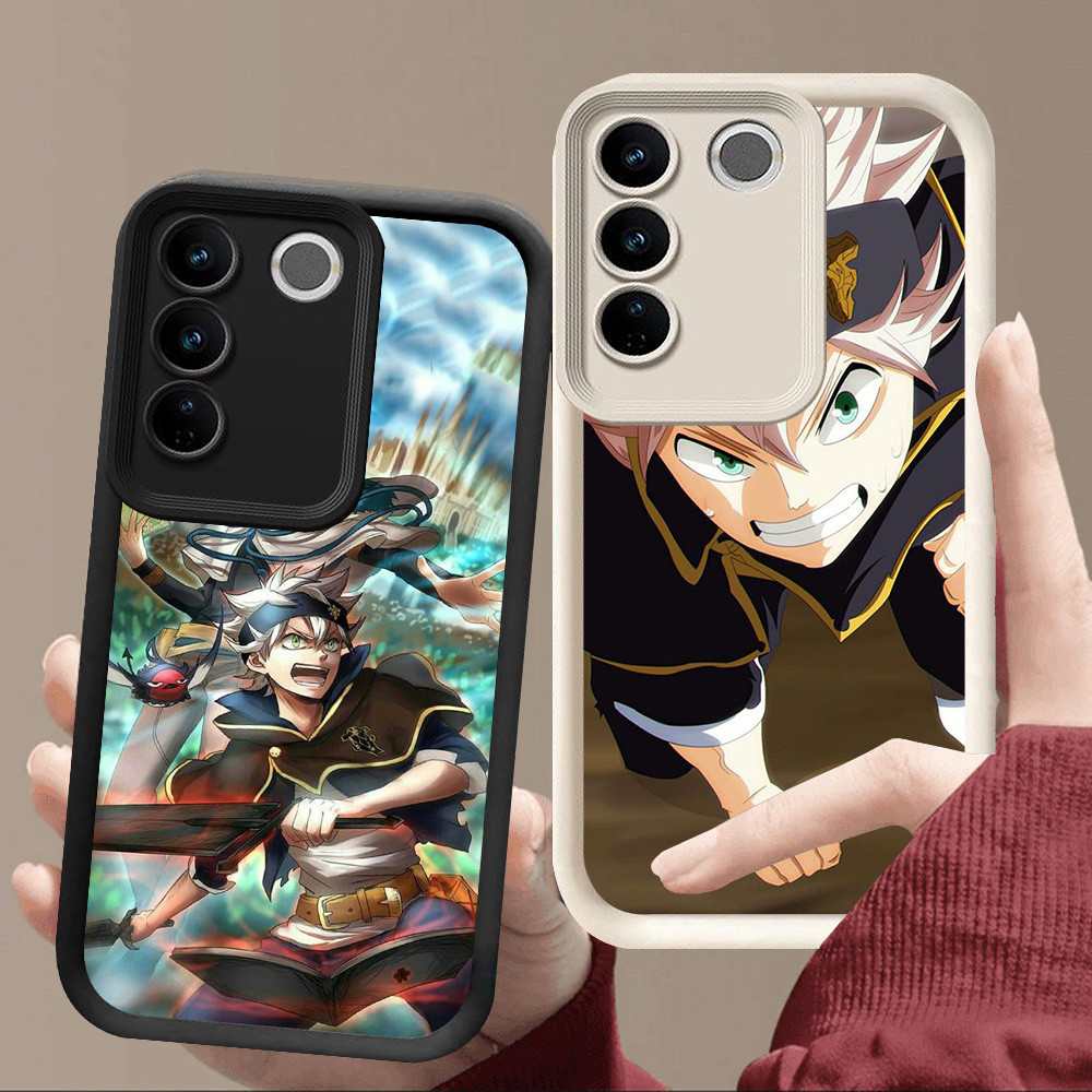 R96 เคสโคลเวอร์สีดําสําหรับ VIVO V29E Y81 Y81s V29 Pro Y100 สีดําและสีขาว