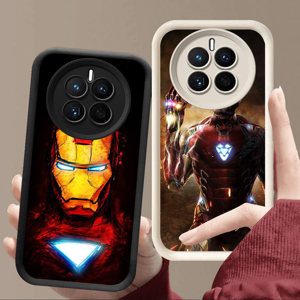 R69 Iron Man Casing สําหรับ Realme 12X 12 Pro Plus Lite 5G สีดําและสีขาว