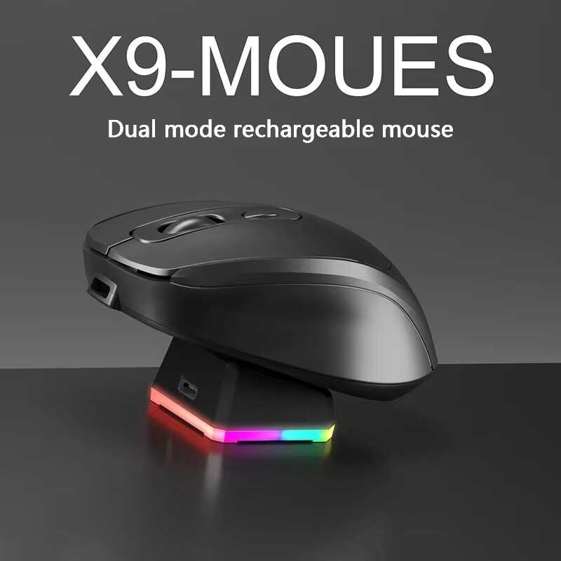 เมาส์ไร้สายบลูทูธ 2.4G Gaming Esports เมาส์เงียบพร้อมฐานชาร์จ RGB สําหรับแล็ปท็อป