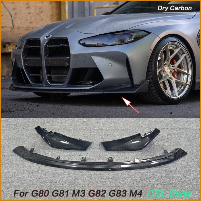 For BMW 3 4 Series G80 G81 M3 G82 G83 M4 Dry Carbon Fiber Front Lip CSL Style BodyKit Spoiler Bumpe