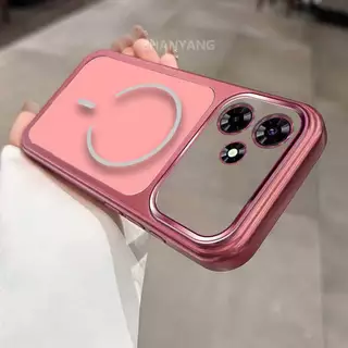 สําหรับ infinix Hot 30 Hot 30i Hot 30 Play Electroplated โปร่งใสหน้าต่างขนาดใหญ่สีพื้นหลังเคสโทรศัพท์ความงามซิลิโคน TPU minimalist soft Case
