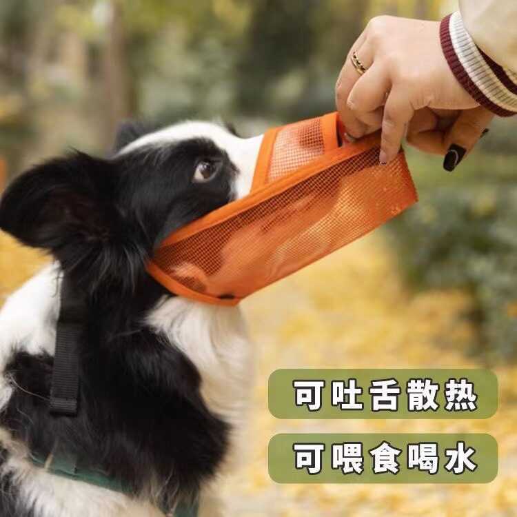 Feedable Dog Muzzle Anti-Licking Breathable Mesh Dog Muzzle Adjustable Long Pet Muzzle
