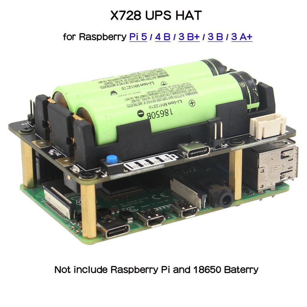 Raspberry Pi UPS HAT, X728 V2.5 Power Mangement Board สําหรับ Raspberry Pi 5 /4B/3B+/3B
