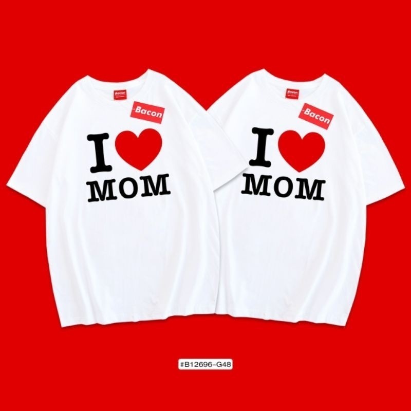 ใหม่ B12696-G48 เสื้อยืด i️MOM #โอเวอร์ไซส์