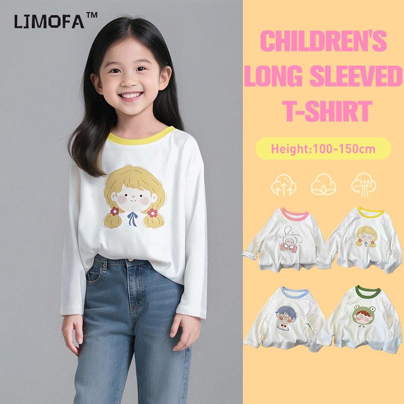 [Local Shipping] เสื้อยืดแขนยาวคอกลมลายการ์ตูนน่ารัก สำหรับวัยรุ่นอายุ 3-12 ปี